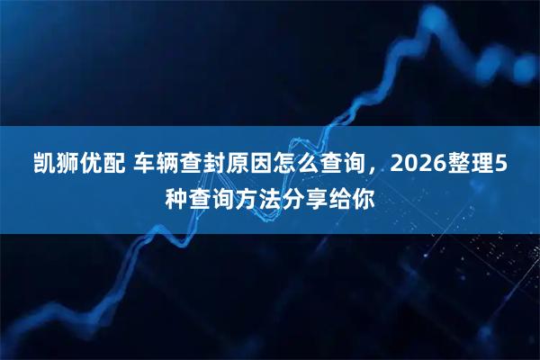 凯狮优配 车辆查封原因怎么查询，2026整理5种查询方法分享给你