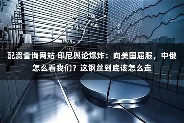 配资查询网站 印尼舆论爆炸：向美国屈服，中俄怎么看我们？这钢丝到底该怎么走